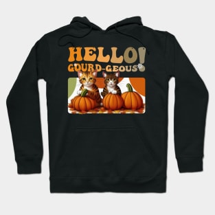 Hello Gourd-geous Cats - Whimsical Feline Fun Hoodie